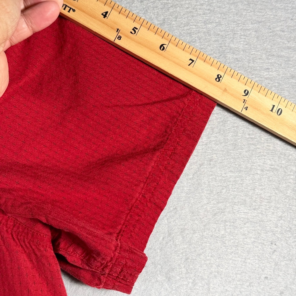 Prana Mens Short Sleeve Button Down Shirt Red Textured XL Dual Chest Pockets - Picture 6 of 11